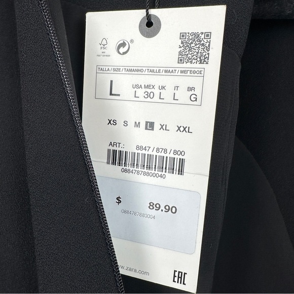 NWT Zara Black V-Neck Mini Long Sleeve Dress | US Size Large - Picture 12 of 14